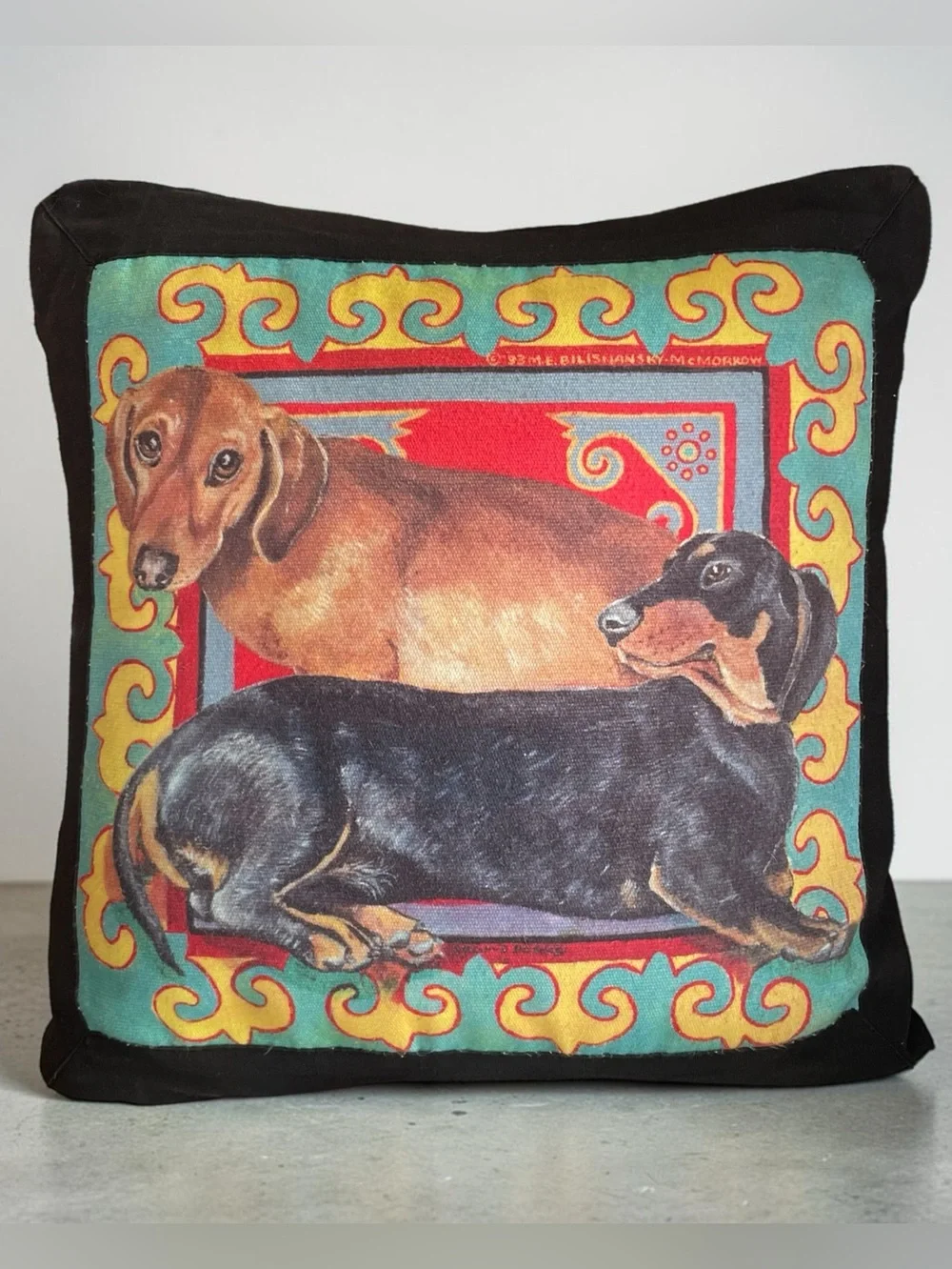 Vintage dachshund pillow, custom-made, pillow insert is new, cover washed